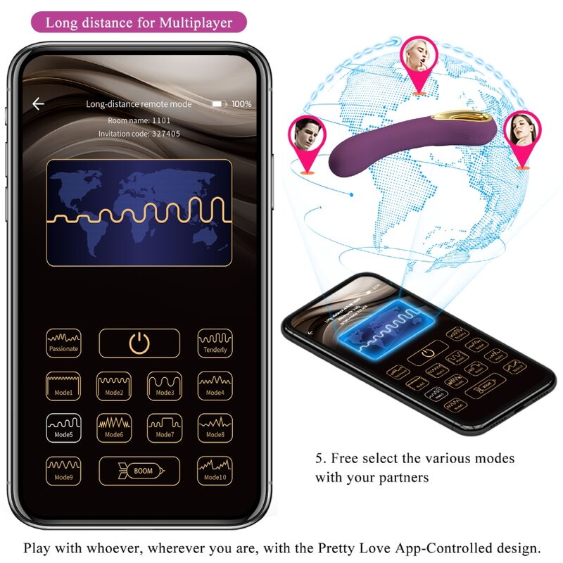 PRETTY LOVE - VIBRATORE ETHAN RICARICABILE CON APP VIOLA