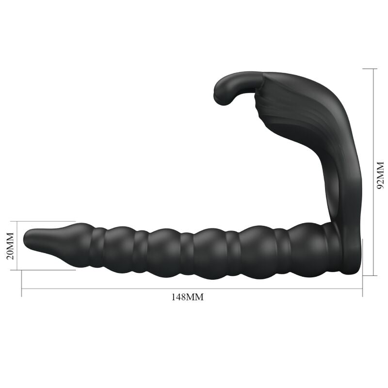 PRETTY LOVE - ANELLO PENE BLACKNEY CON PLUG VIBRANTE NERO