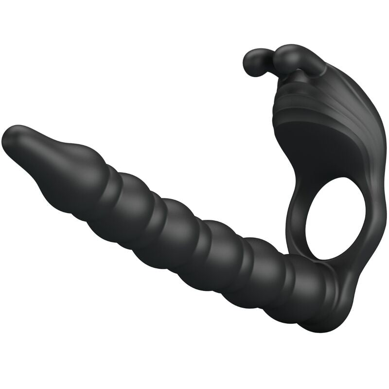 PRETTY LOVE - ANELLO PENE BLACKNEY CON PLUG VIBRANTE NERO