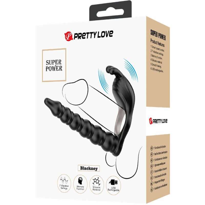 PRETTY LOVE - ANELLO PENE BLACKNEY CON PLUG VIBRANTE NERO