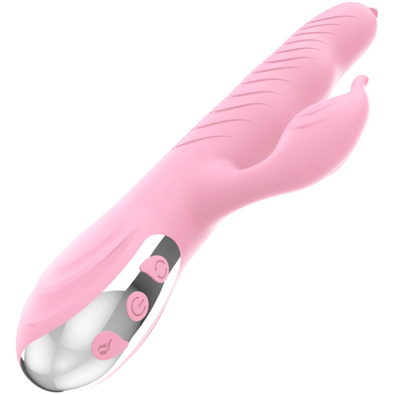 VIBRATORE CON STIMOLATORE CLITORIDEO E SPINTA, LINGUA RISCALDANTE, 20 MODALITÀ DI VIBRAZIONE