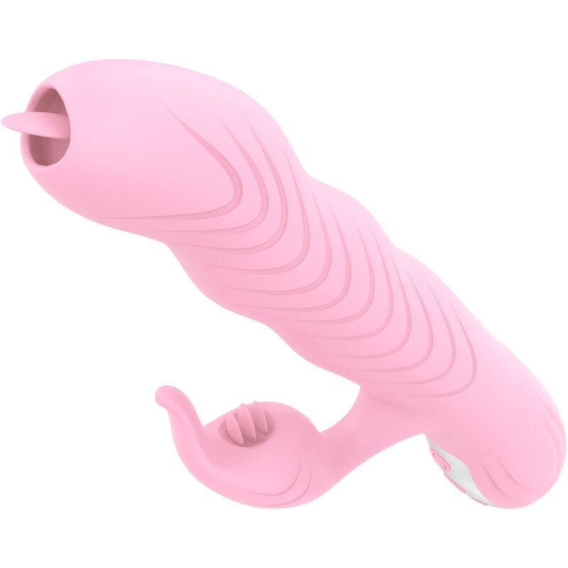 VIBRATORE CON STIMOLATORE CLITORIDEO E SPINTA, LINGUA RISCALDANTE, 20 MODALITÀ DI VIBRAZIONE
