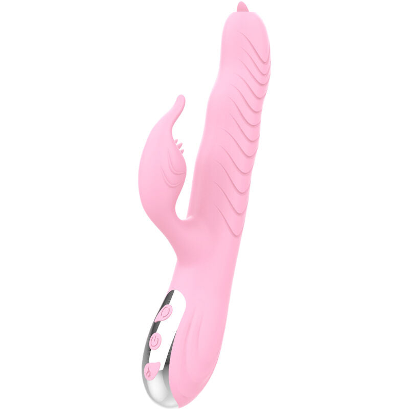 VIBRATORE CON STIMOLATORE CLITORIDEO E SPINTA, LINGUA RISCALDANTE, 20 MODALITÀ DI VIBRAZIONE
