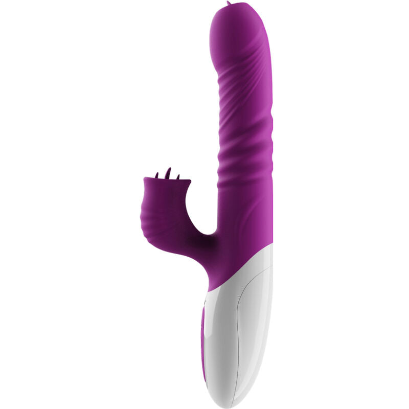 ARMONY - VIBRATORE CON MOVIMENTO SU E GIU'  A DOPPIA LINGUA ED EFFETTO CALORE VIOLA 