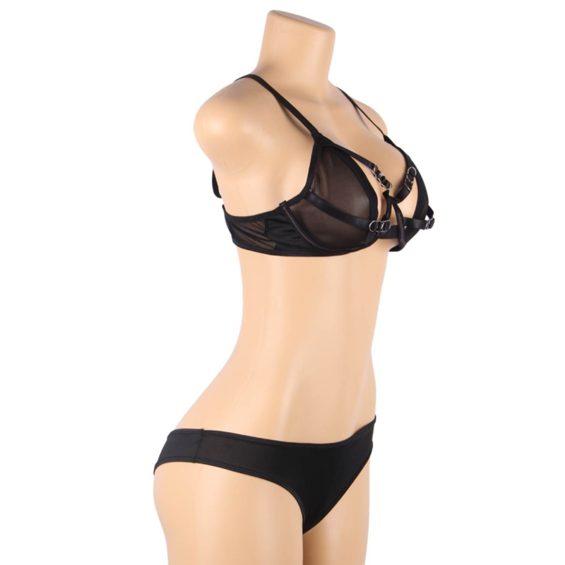 SUBBLIME - SET DUE PEZZI DI REGGISENO TRASPARENTE CON STRISCE S/M