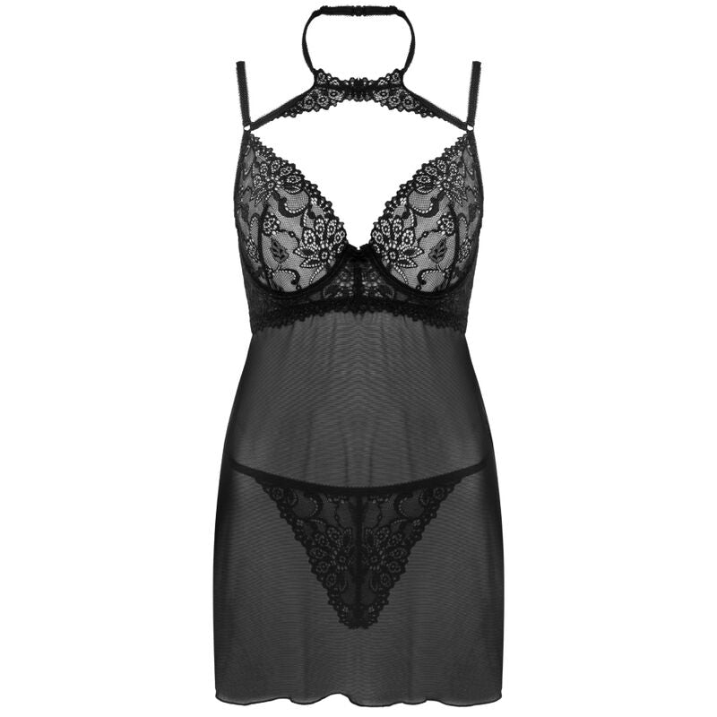 LIVCO CORSETTI FASHION - SET BINELLA BABYDOLL + TANGA NERO
