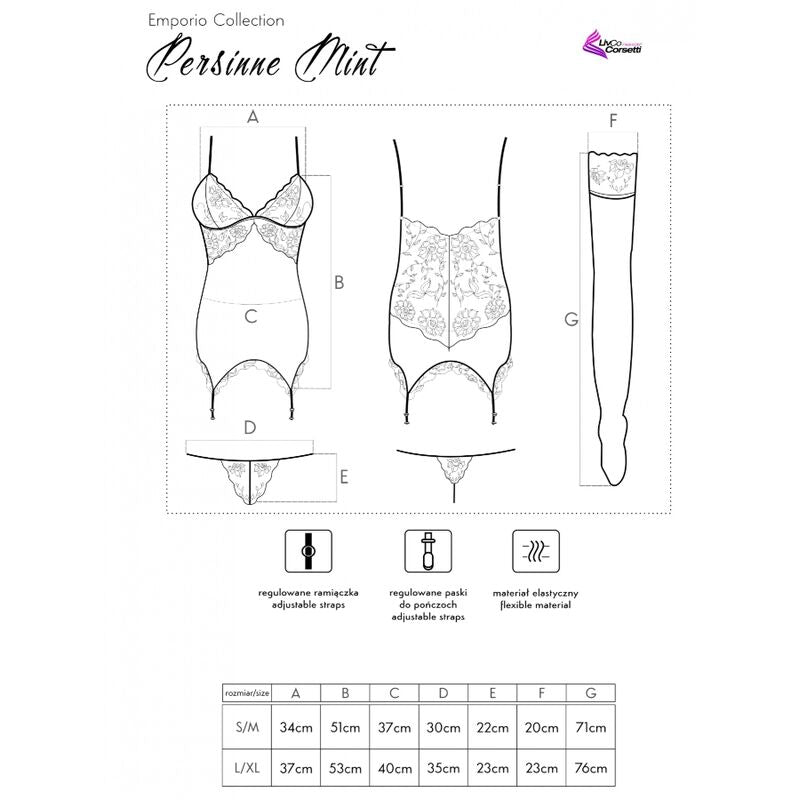 LIVCO CORSETTI FASHION - PERSINNE SET CORSETTO + SLIP + CALZE CELESTE
