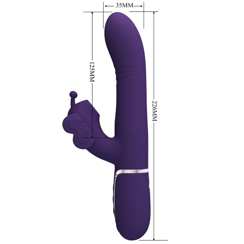 PRETTY LOVE - VIBRATORE RIDGELY CON RABBIT MULTIFUNZIONE 4 IN 1 FARFALLA VIOLA
