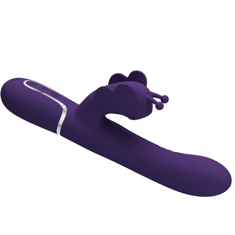 PRETTY LOVE - VIBRATORE RIDGELY CON RABBIT MULTIFUNZIONE 4 IN 1 FARFALLA VIOLA