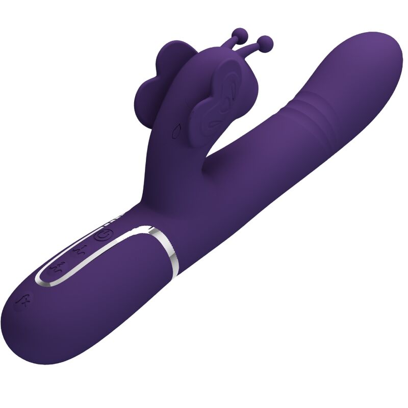 PRETTY LOVE - VIBRATORE RIDGELY CON RABBIT MULTIFUNZIONE 4 IN 1 FARFALLA VIOLA