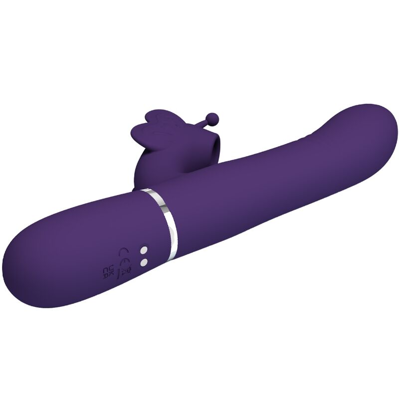 PRETTY LOVE - VIBRATORE RIDGELY CON RABBIT MULTIFUNZIONE 4 IN 1 FARFALLA VIOLA