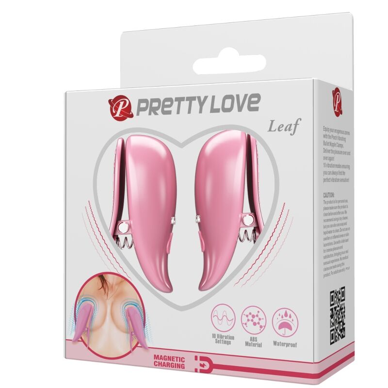 PRETTY LOVE - MORSETTI PER CAPEZZOLI VIBRANTI A FOGLIA ROSA
