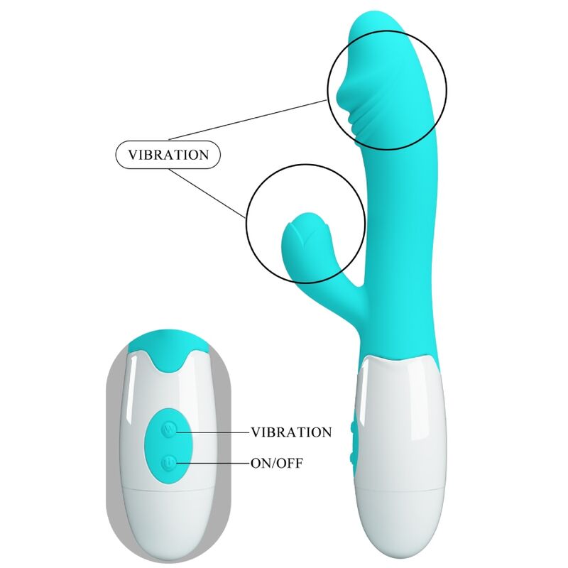 PRETTY LOVE - VIBRATORE SNAPPY CON G SPOT  30 FUNZIONI VERDE ACQUA