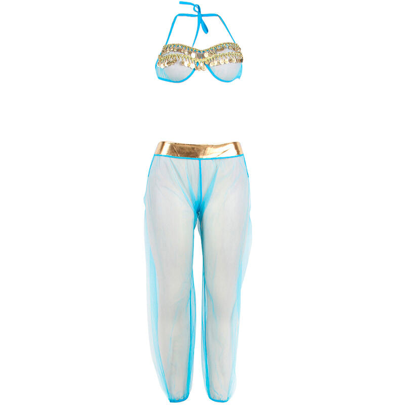 SET LINGERIE BLU STILE INDIA, BRALETTE SENSUALE CON PAILLETTES