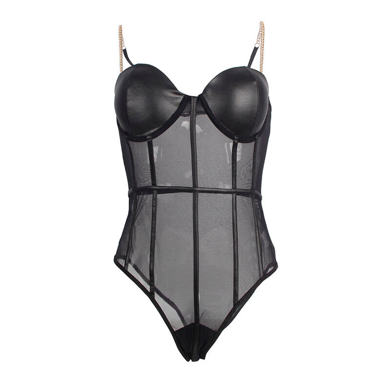 SUBBLIME - BODY CON BRETELLE A CATENA NERO S/M 950514