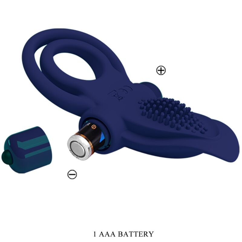 PRETTY LOVE - ANELLO PENE DOPPIO BRONSON CON VIBRAZIONE BLU