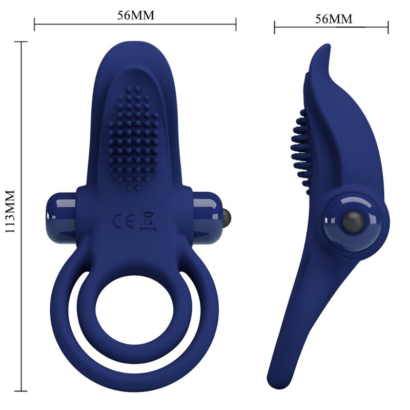 PRETTY LOVE - ANELLO PENE DOPPIO BRONSON CON VIBRAZIONE BLU