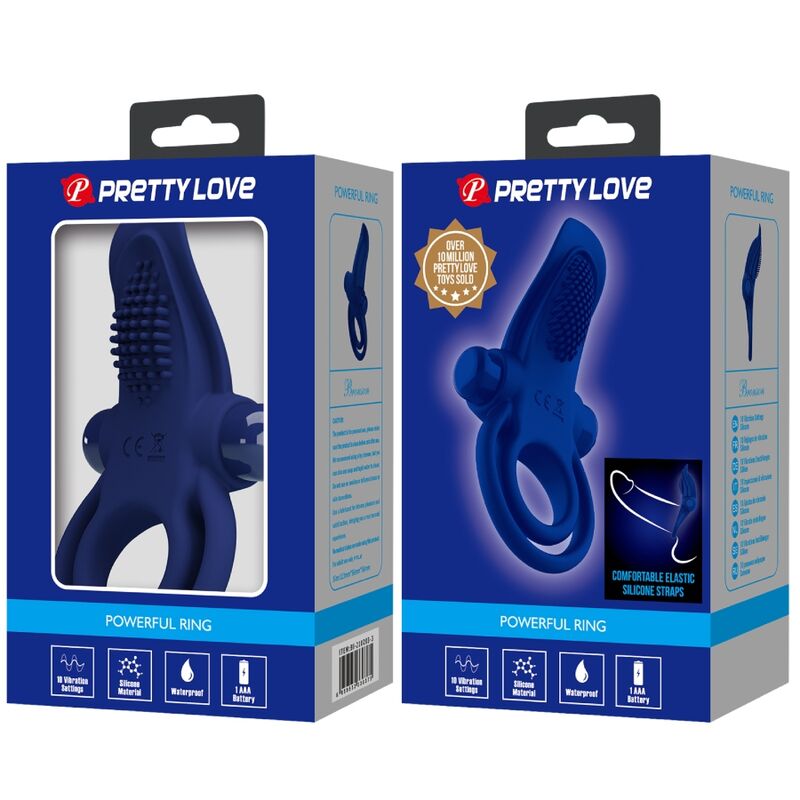 PRETTY LOVE - ANELLO PENE DOPPIO BRONSON CON VIBRAZIONE BLU