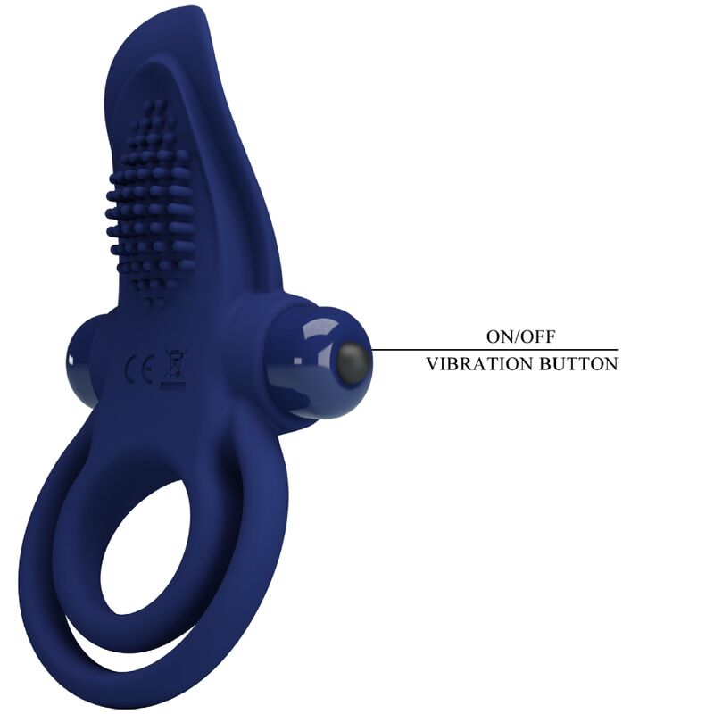 PRETTY LOVE - ANELLO PENE DOPPIO BRONSON CON VIBRAZIONE BLU