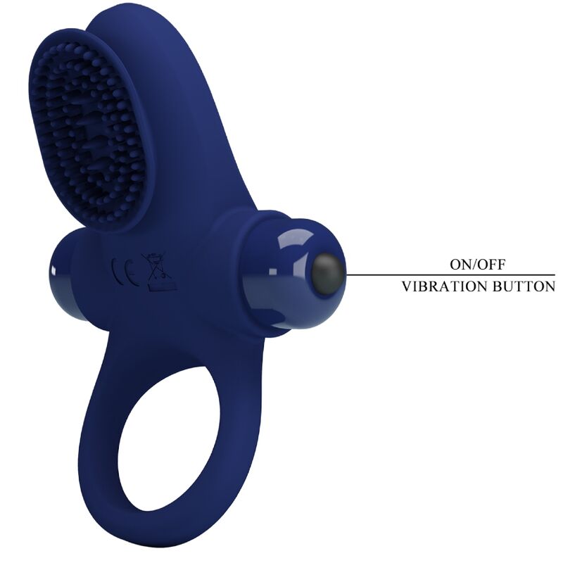 PRETTY LOVE - ANELLO PENE VIBRANTE CON STIMOLATORE CLITORIDEO BLU
