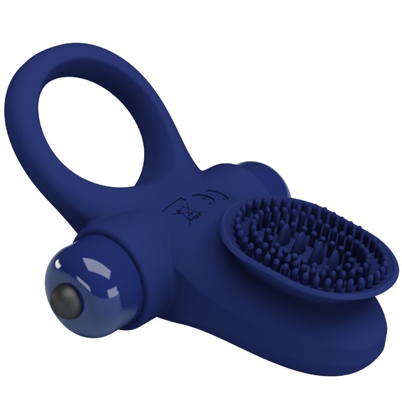 PRETTY LOVE - ANELLO PENE VIBRANTE CON STIMOLATORE CLITORIDEO BLU