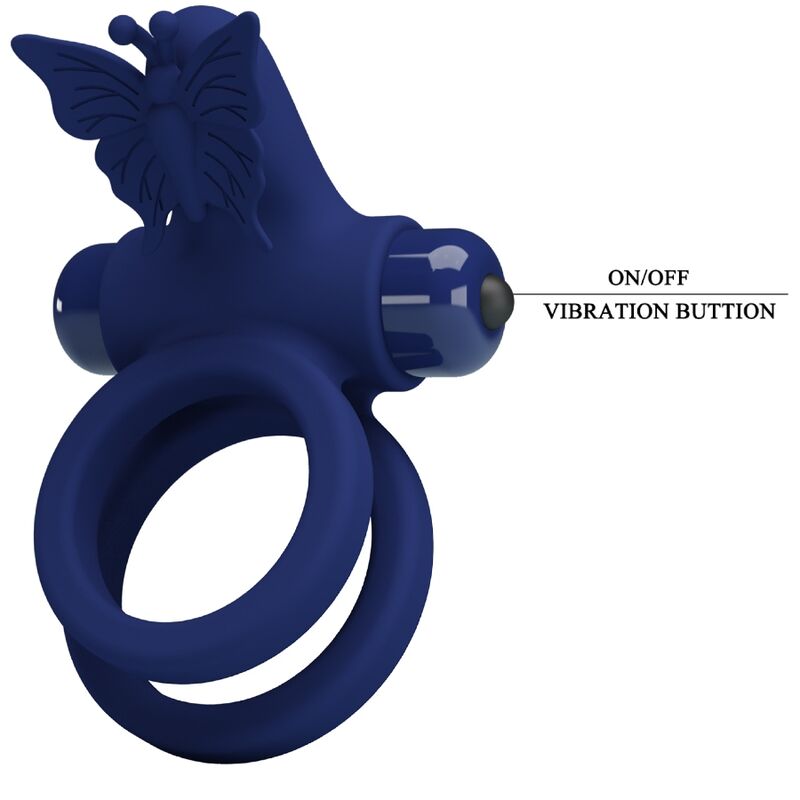 PRETTY LOVE - JAMELE  ANELLO DOPPIO CON VIBRAZIONE E STIMOLATORE A FARFALLA BLU