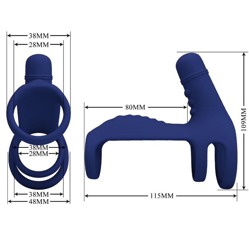 PRETTY LOVE - ELISH GUAINA ELASTICA/ANELLO VIBRANTE  IN SILICONE BLU