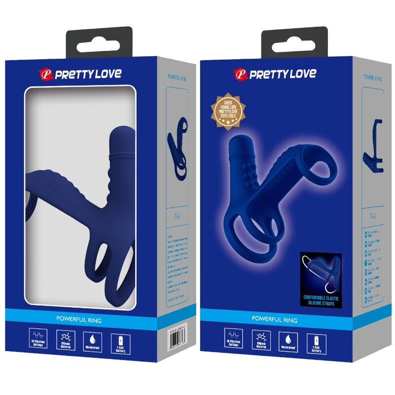 PRETTY LOVE - ELISH GUAINA ELASTICA/ANELLO VIBRANTE  IN SILICONE BLU