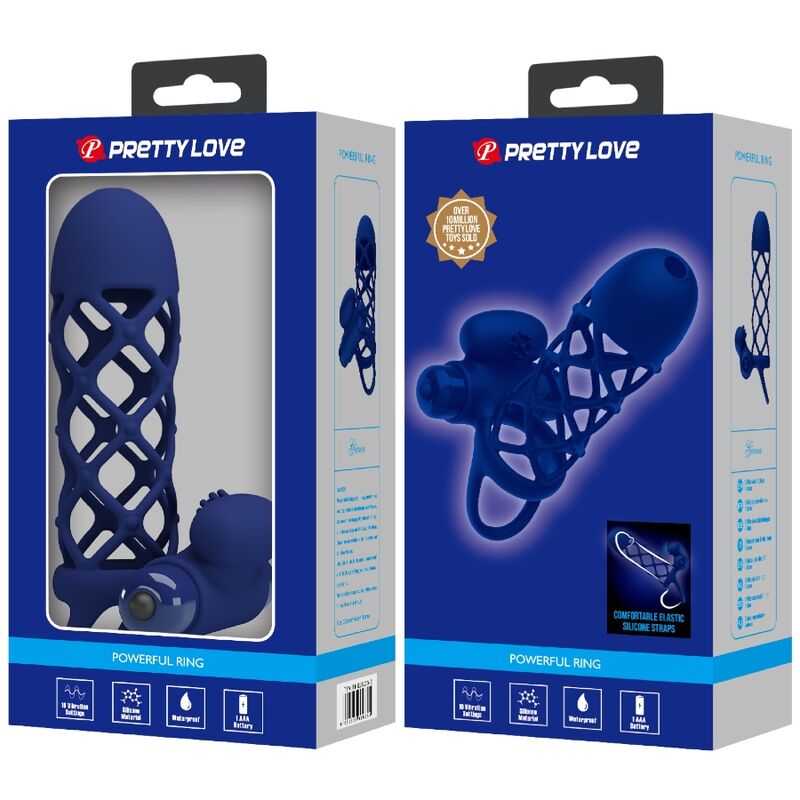 PRETTY LOVE - ANELLO PENE GIANN VIBRANTE CON GUAINA IN SILICONE BLU