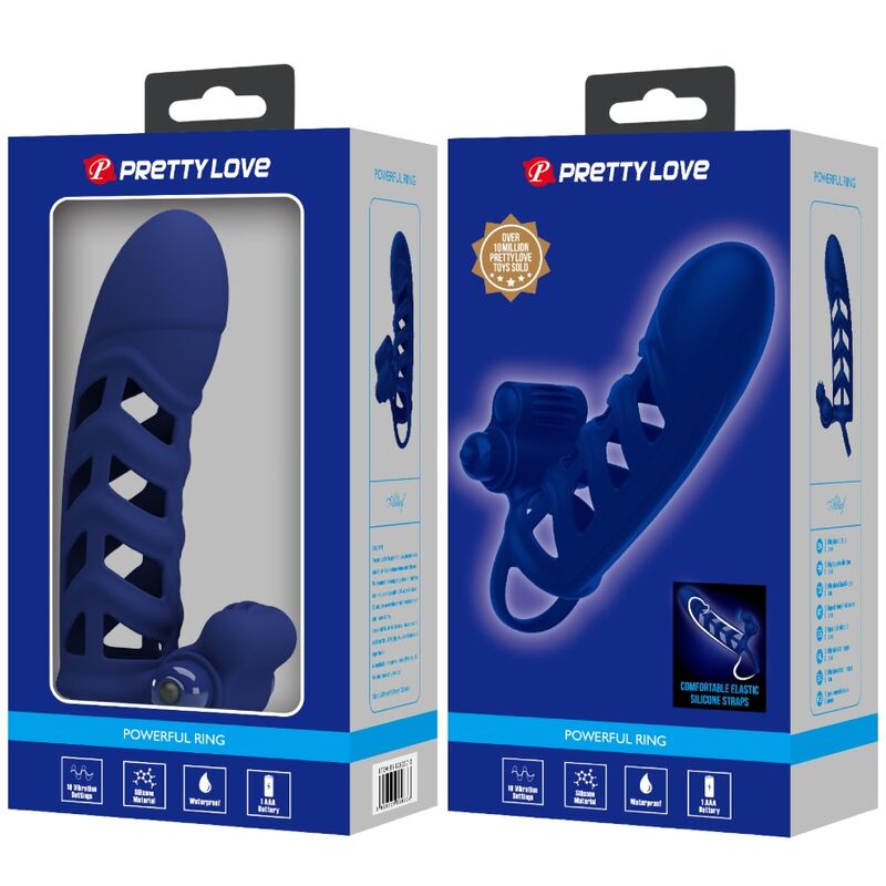 PRETTY LOVE - ANELLO PENE VIBRANTE ALTAF CON GUAINA IN SILICONE BLU