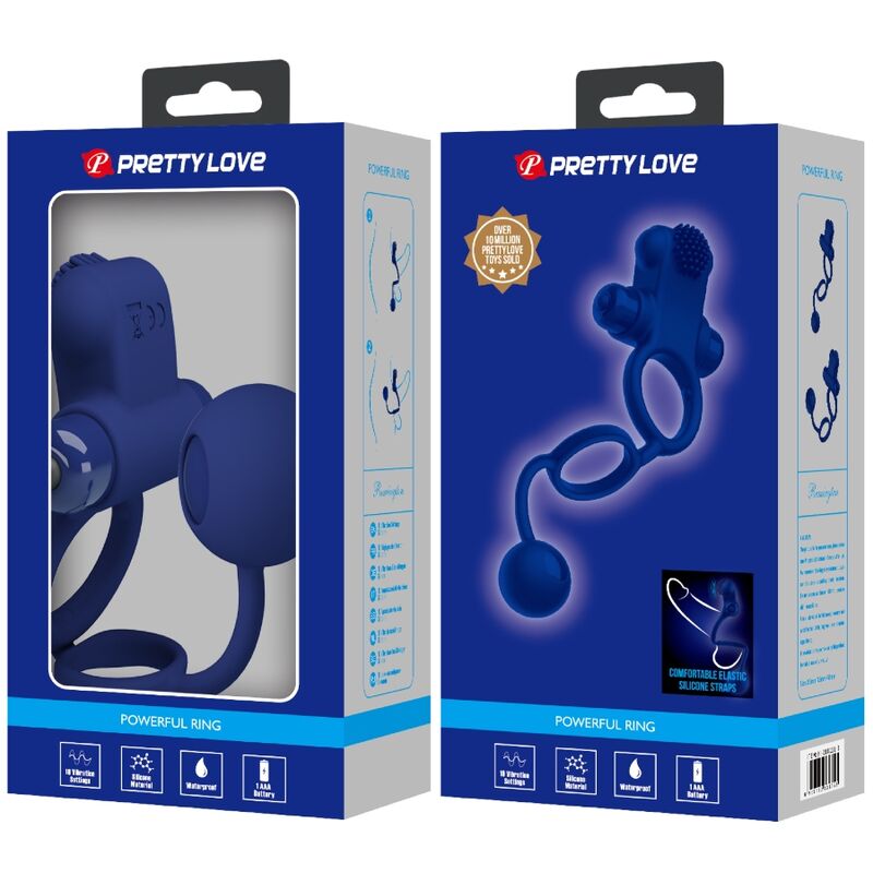 PRETTY LOVE - ANELLO PENE DOPPIO REMINGTON VIBRANTE CON PLUG BLU