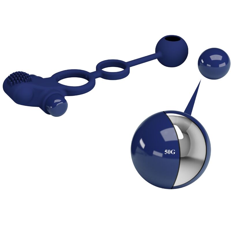 PRETTY LOVE - ANELLO PENE DOPPIO REMINGTON VIBRANTE CON PLUG BLU