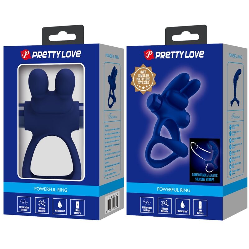 PRETTY LOVE - FRANCISCO  ANELLO DOPPIO VIBRANTE CON RABBIT  BLU