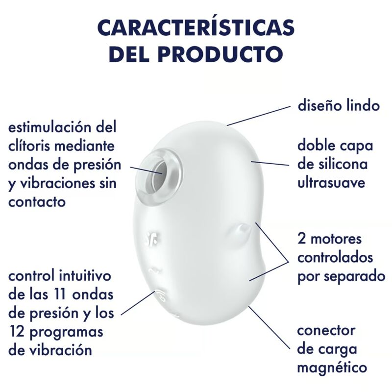 SATISFYER - CUTIE GHOST VIBRATORE LAY-ON A ONDE DI PRESSIONE  BIANCO