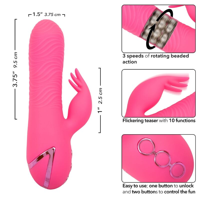 VIBRATORE DOPPIO STIMOLATORE, ROTAZIONE PERLE, 10 FUNZIONI VIBRAZIONE
