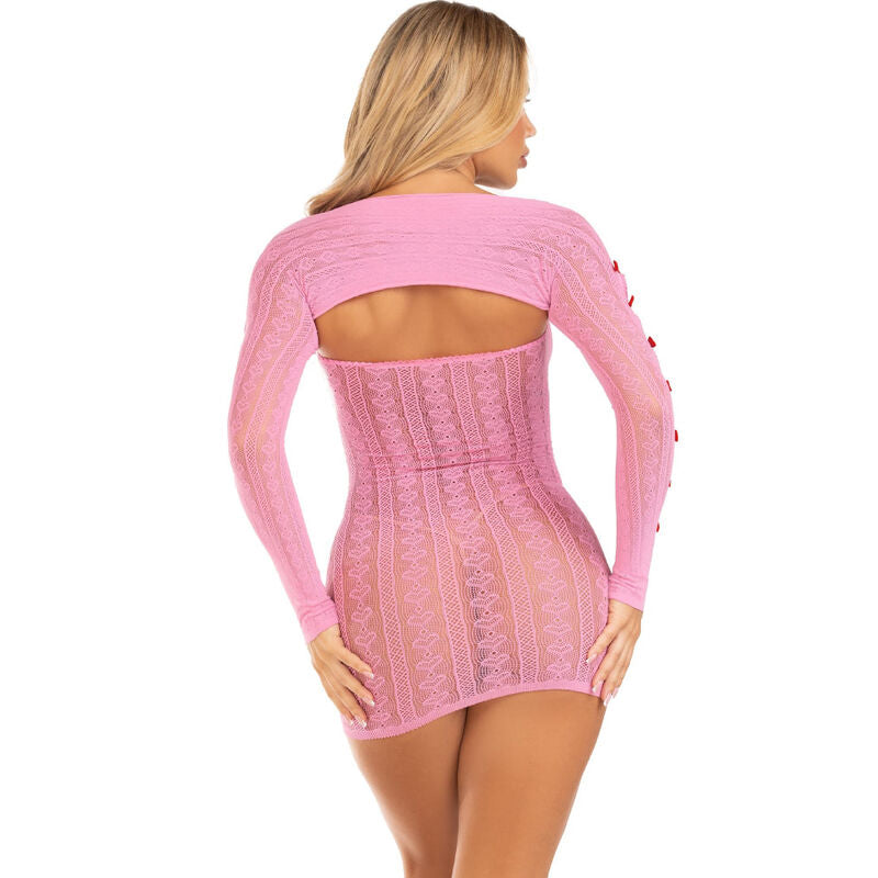 MINIABITO SENZA SPALLINE A RETE CON BOLERO ROSA - LEG AVENUE