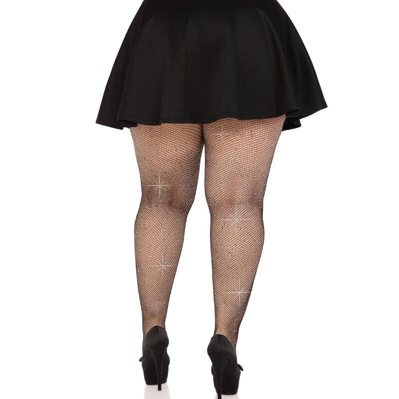LEG AVENUE - CALZE A RETE CON STRASS NERE PLUS SIZE