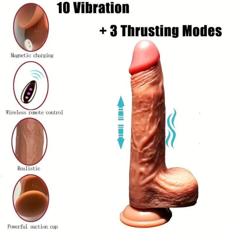 DILDO REALISTICO VIBRANTE RISCALDANTE CON FUNZIONE DI SPINTA  22,5 CM