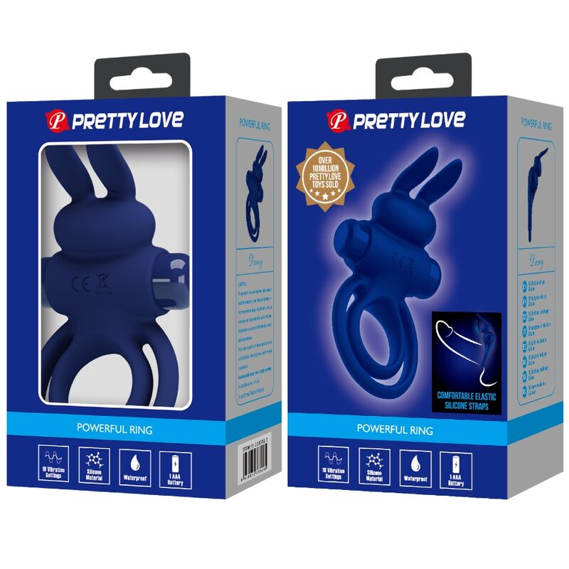 PRETTY LOVE - ANELLO PENE DOPPIO DAREY VIBRANTE CON RABBIT BLU