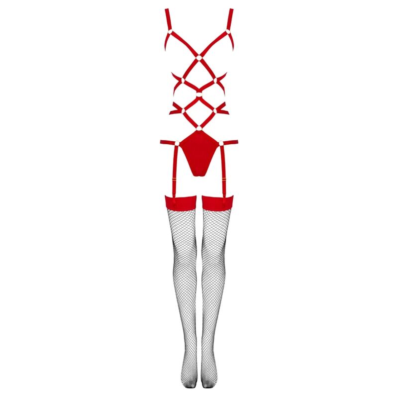 LIVCO CORSETTI FASHION - THIARA SET BODY + CALZE ROSSO S/M LC 20213