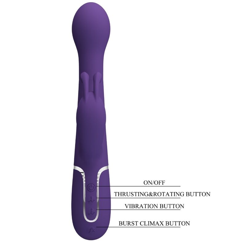 PRETTY LOVE - VIBRATORE DEJON CON RABBIT 3 IN 1 MULTIFUNZIONE CON SPINTA E ROTAZIONE VIOLA