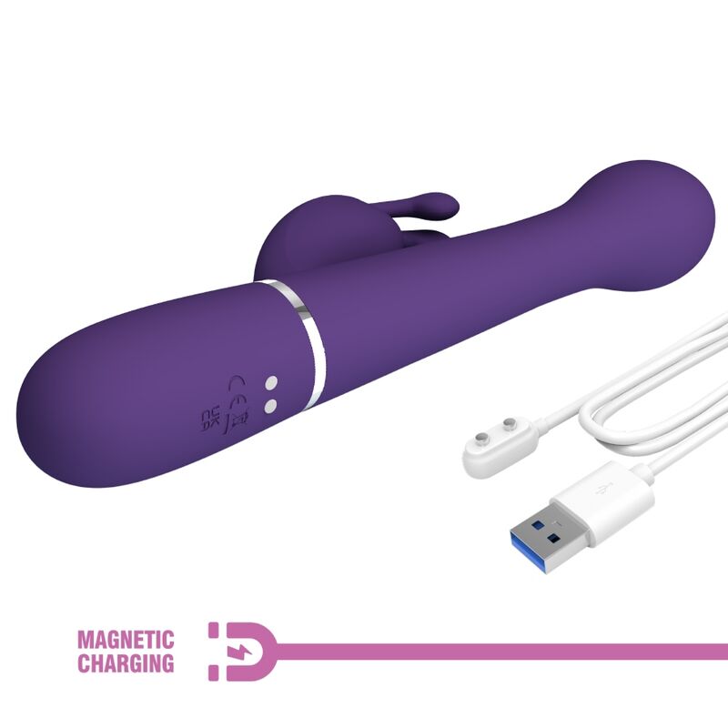 PRETTY LOVE - VIBRATORE DEJON CON RABBIT 3 IN 1 MULTIFUNZIONE CON SPINTA E ROTAZIONE VIOLA