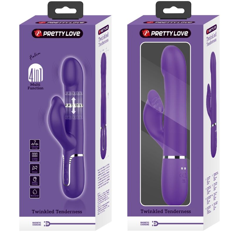 PRETTY LOVE - VIBRATORE ZALIN CON RABBIT CON PERLE 4 IN 1 VIOLA