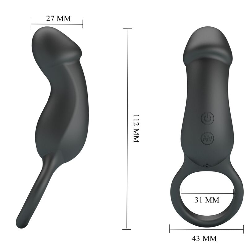 PRETTY LOVE - ANELLO PENE TRAE VIBRANTE CON STIMOLATORE NERO