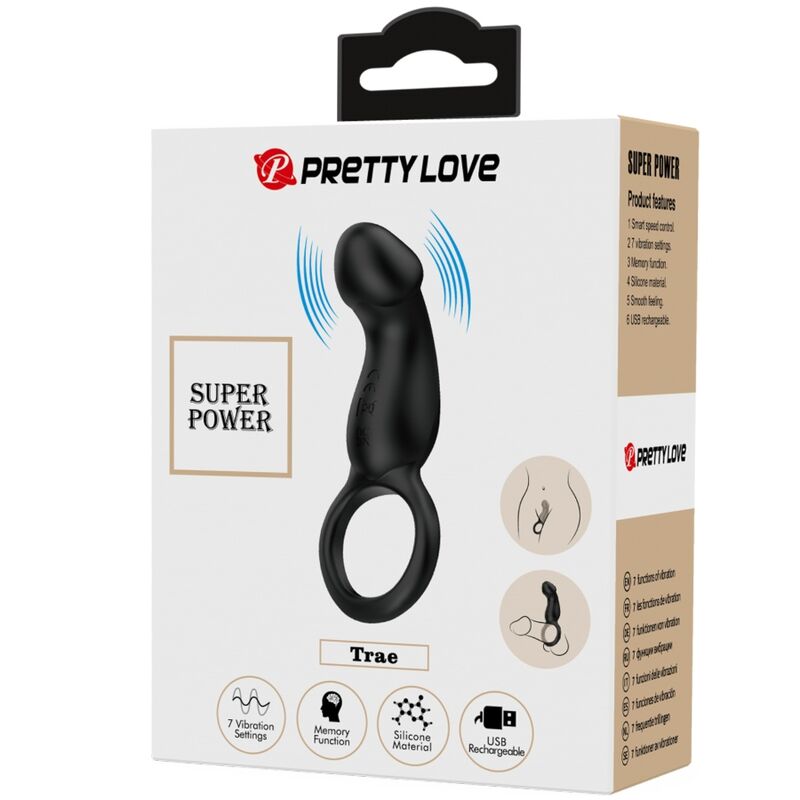 PRETTY LOVE - ANELLO PENE TRAE VIBRANTE CON STIMOLATORE NERO