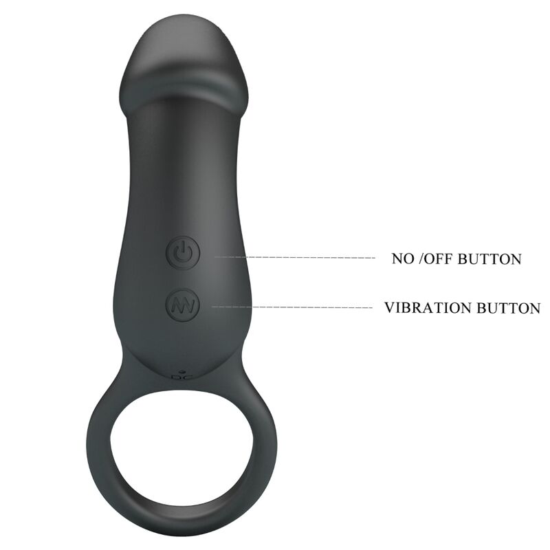 PRETTY LOVE - ANELLO PENE TRAE VIBRANTE CON STIMOLATORE NERO
