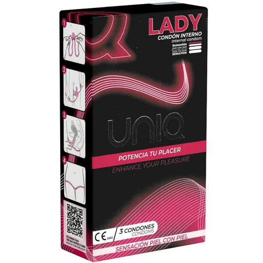UNIQ LADY CONDOM LATEX FREE -  PRESERVATIVI FEMMINILI SENZA LATTICE CON GIARRETTIERA 3 UNITÀ