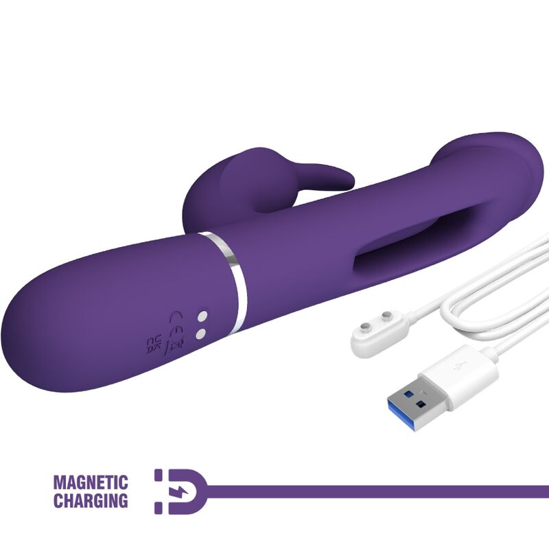 PRETTY LOVE - VIBRATORE KAMPAS MULTIFUNZIONE 3 IN 1 VIBRATORE CON LINGUA E RABBIT VIOLA