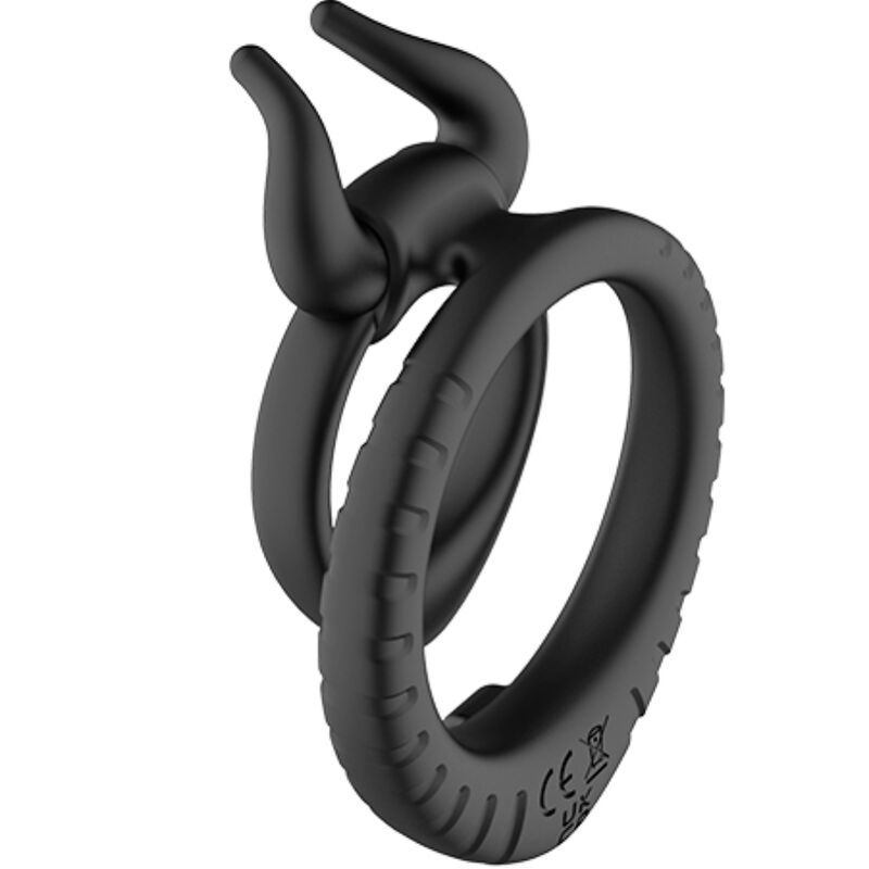 ANELLO PENE DOPPIO CON SUPPORTO TESTICOLI "BULL'S LOVE" NERO - ARMONY