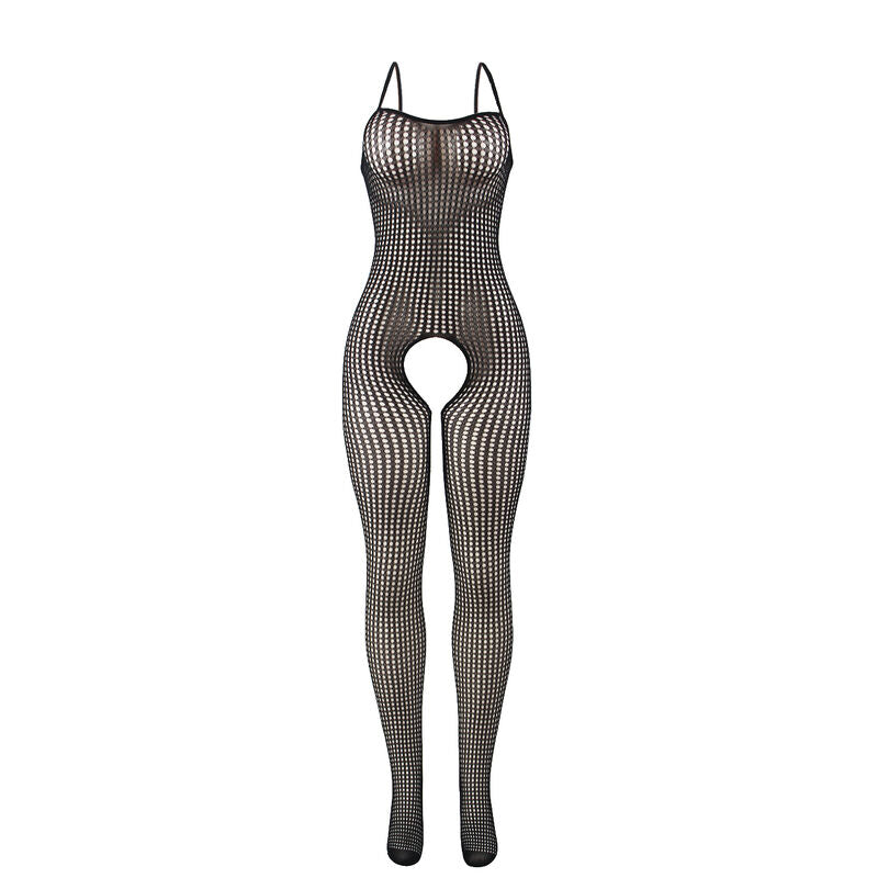 BODYSTOCKING RETE ELASTICA, CROTCHLESS NERO, TAGLIA UNICA